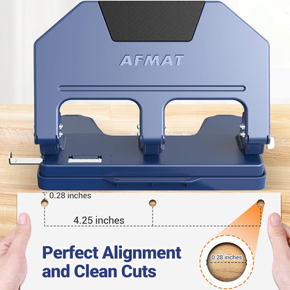 AFMAT 3 Hole Punch Heavy Duty, 40-Sheet 3 Hole Puncher for Binder, Metal Three Hole Punch w/ 10000+ Punching Times