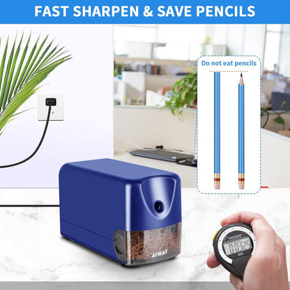 AFMAT Heavy Duty Electric Pencil Sharpener, Auto Stop Classroom Pencil Sharpeners for 6-11mm No.2/Colored Pencils