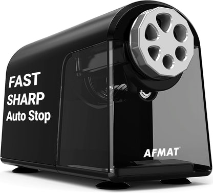 AFMAT Heavy Duty Electric Pencil Sharpener for Classroom, 6 Holes, Electric Pencil Sharpeners for Home