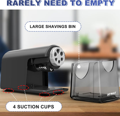 AFMAT Heavy Duty Electric Pencil Sharpener for Classroom, 6 Holes, Electric Pencil Sharpeners for Home
