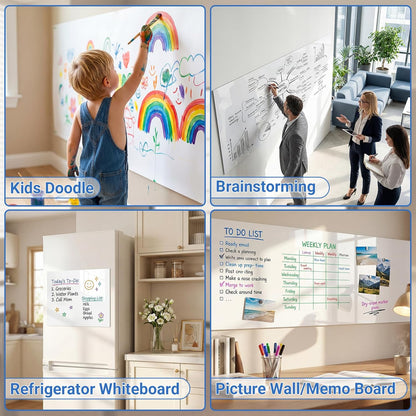 AFMAT White Board Dry Erase Paper, 78" x 17.3" Whiteboard Wallpaper, with 2 Markers, Stain-Proof & Super Sticky, No Ghost After 60 Days, Peel and Stick Dry Erase Board Paper Roll for Wall/Home/Office