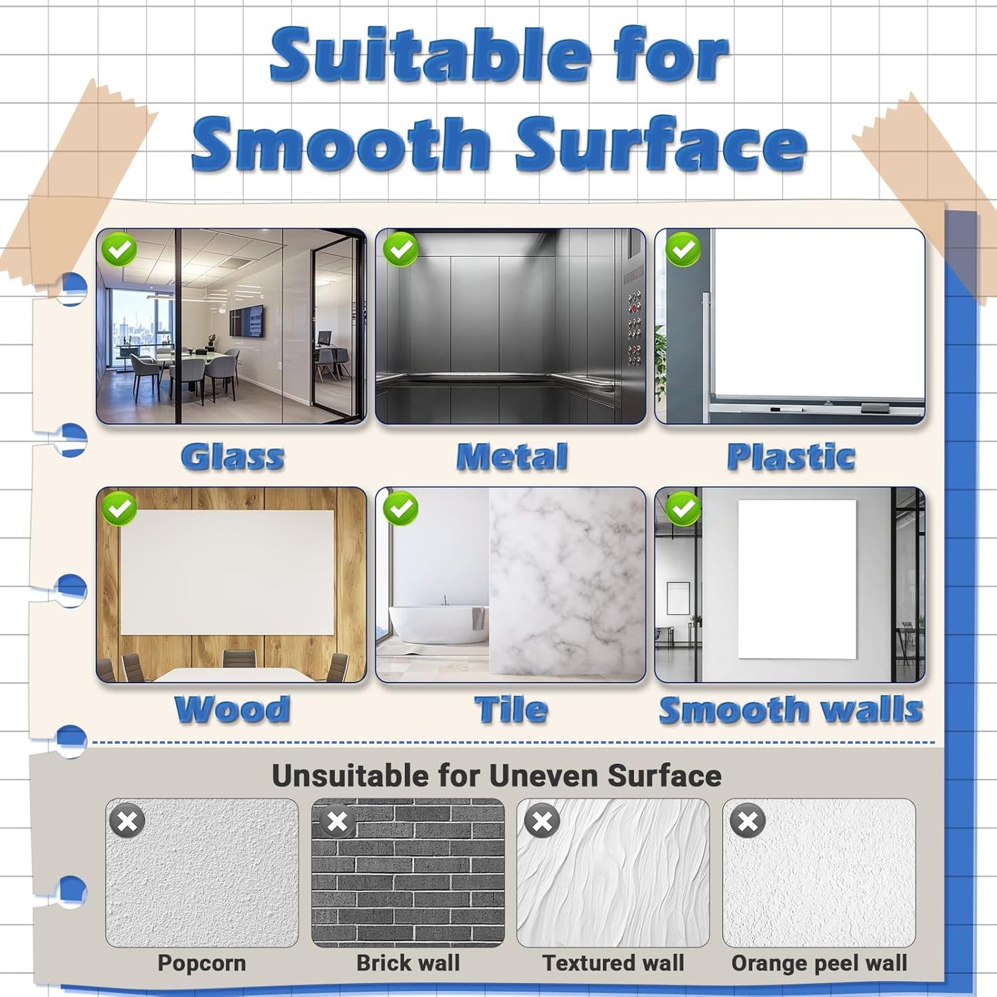 AFMAT White Board Dry Erase Paper, 36" x 24" Whiteboard Wallpaper, with 3 Markers, Stain-Proof & Super Sticky, No Ghost After 60 Days, Peel and Stick Dry Erase Board Paper Roll for Wall/Home/Office, WS12D