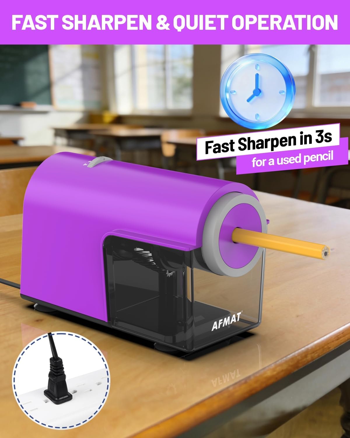 Newly Upgraded Fully Automatic Electric Pencil Sharpener,3X Longer Cutter Life, PSC5PR