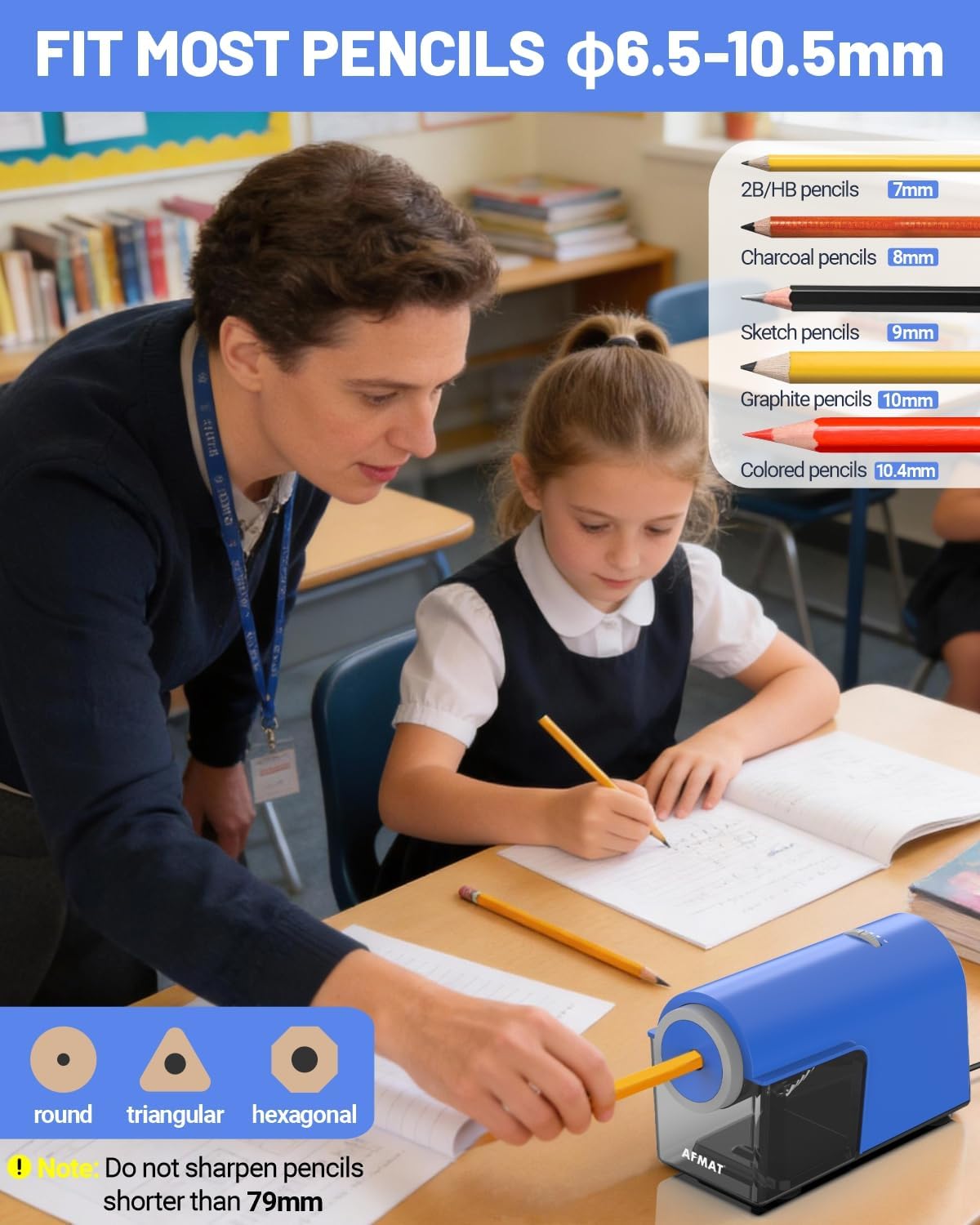 Newly Upgraded Fully Automatic Electric Pencil Sharpener,3X Longer Cutter Life, PSC5PR