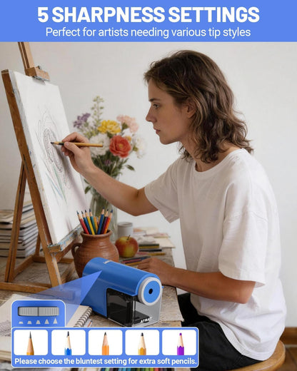 Newly Upgraded Fully Automatic Electric Pencil Sharpener,3X Longer Cutter Life, PSC5PR