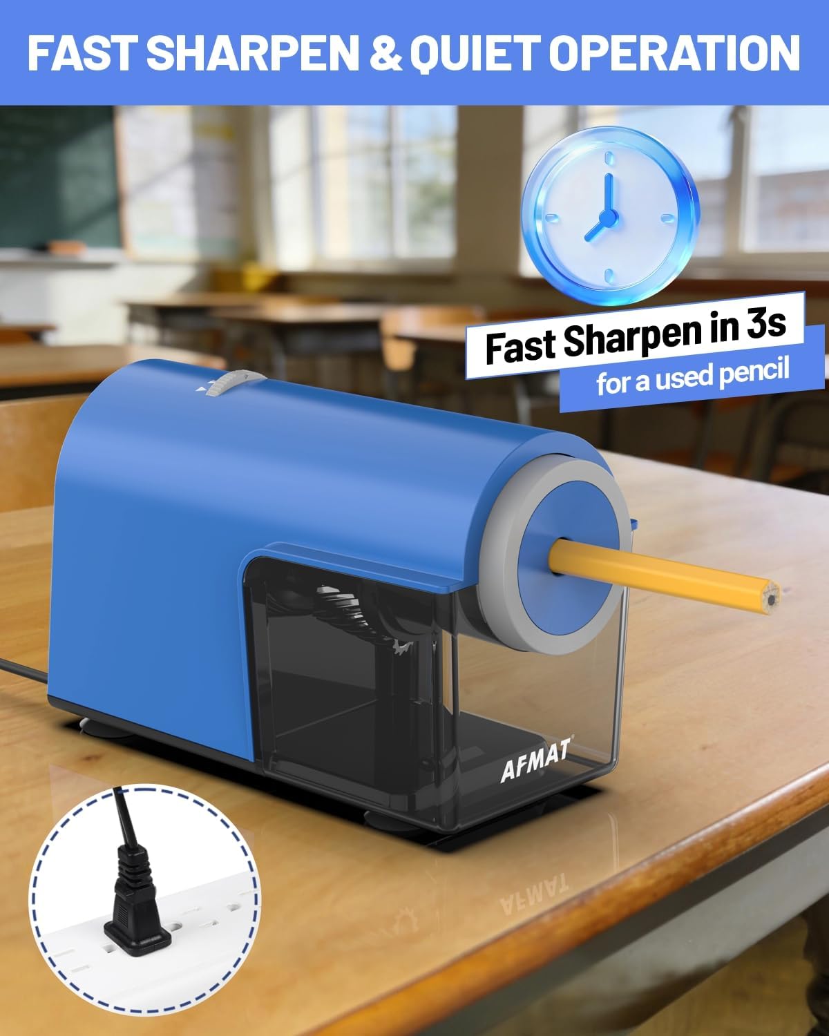 Newly Upgraded Fully Automatic Electric Pencil Sharpener,3X Longer Cutter Life, PSC5PR
