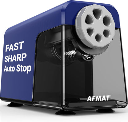 AFMAT Electric Pencil Sharpener Heavy Duty, 6 Holes, Auto Stop Pencil Sharpeners for School