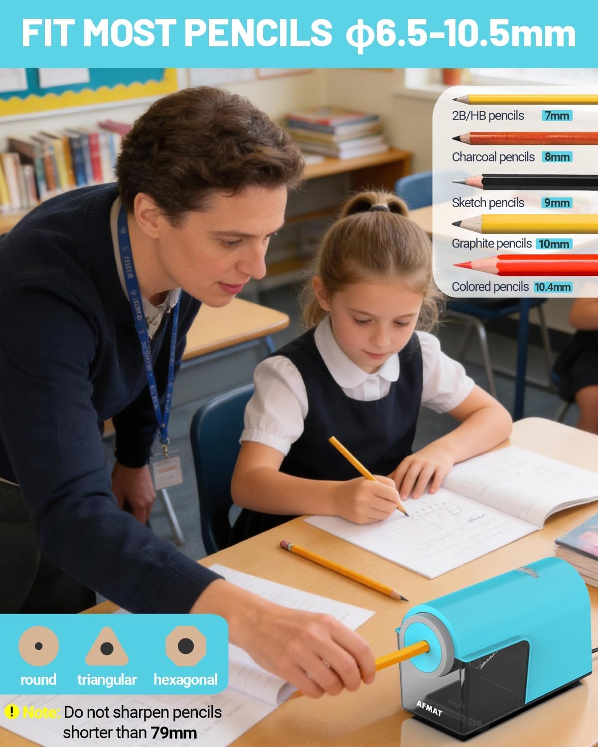 Newly Upgraded Fully Automatic Electric Pencil Sharpener,3X Longer Cutter Life, PSC5PR