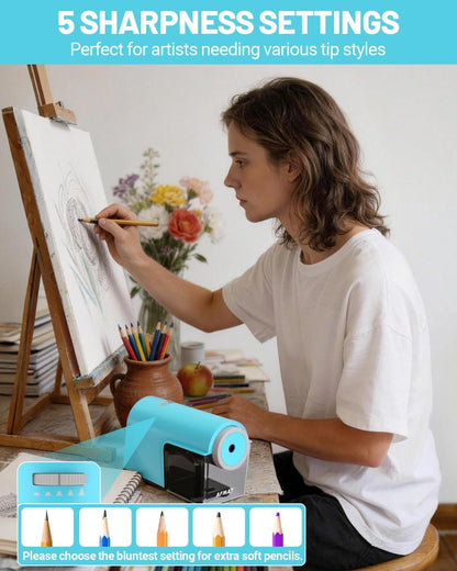 Newly Upgraded Fully Automatic Electric Pencil Sharpener,3X Longer Cutter Life, PSC5PR