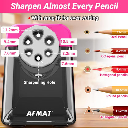 AFMAT Electric Pencil Sharpener Heavy Duty, 6 Holes, Auto Stop Pencil Sharpeners for School