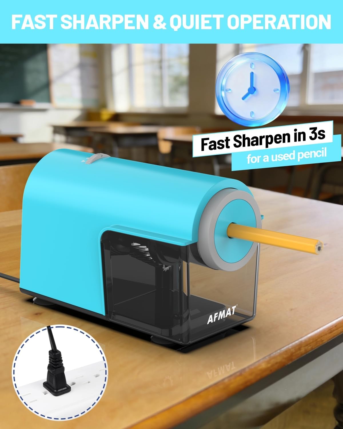 Newly Upgraded Fully Automatic Electric Pencil Sharpener,3X Longer Cutter Life, PSC5PR