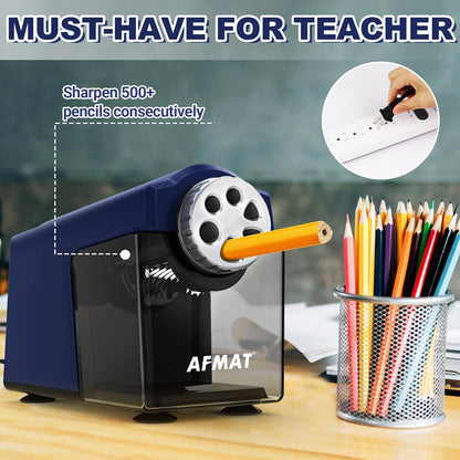 AFMAT Electric Pencil Sharpener Heavy Duty, 6-Hole Classroom Pencil Sharpener for 6-11mm Pencils