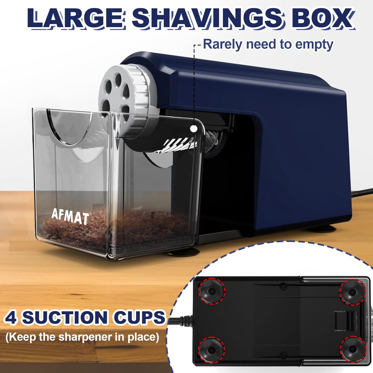 AFMAT Electric Pencil Sharpener Heavy Duty, 6-Hole Classroom Pencil Sharpener for 6-11mm Pencils