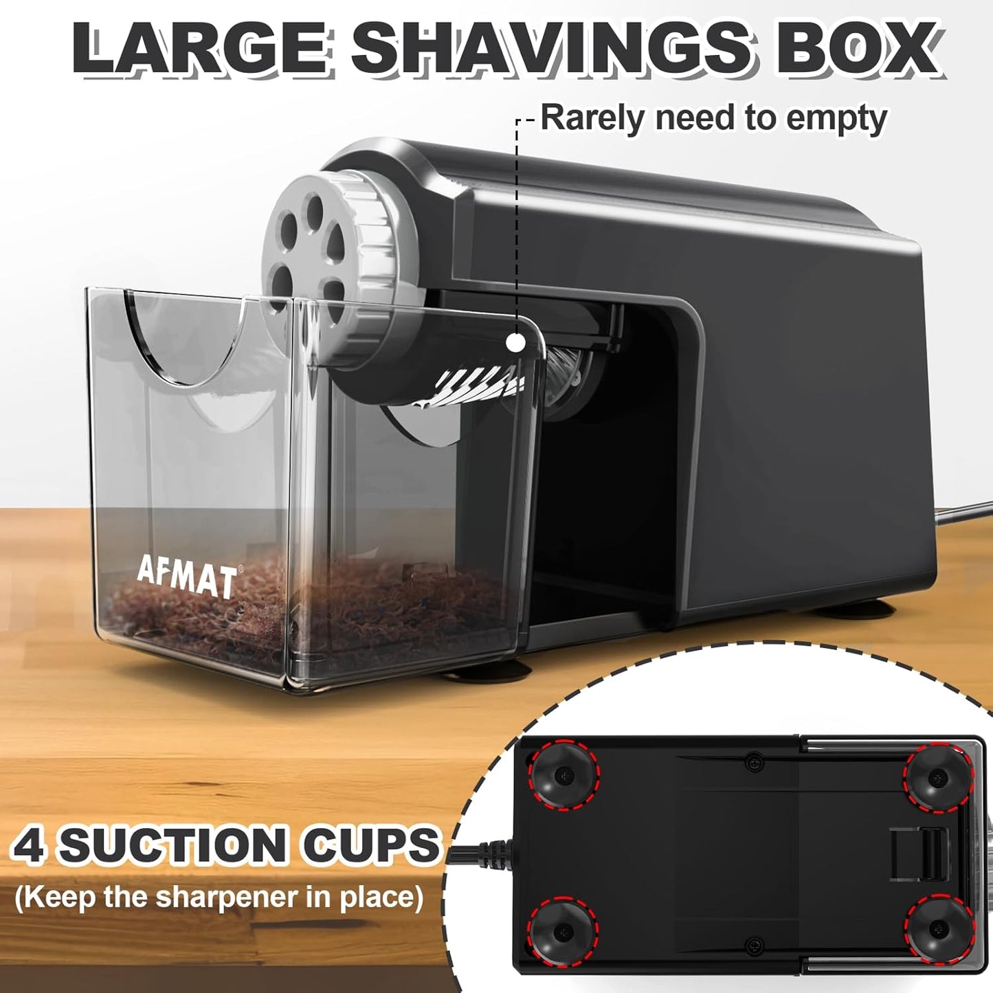 AFMAT Electric Pencil Sharpener Heavy Duty, 6-Hole Classroom Pencil Sharpener for 6-11mm Pencils