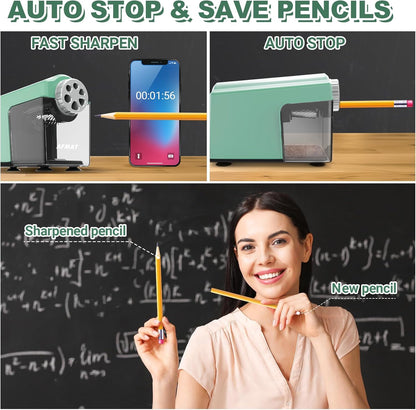 AFMAT Electric Pencil Sharpener Heavy Duty, 6-Hole Classroom Pencil Sharpener for 6-11mm Pencils