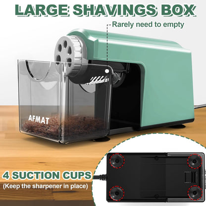 AFMAT Electric Pencil Sharpener Heavy Duty, 6-Hole Classroom Pencil Sharpener for 6-11mm Pencils
