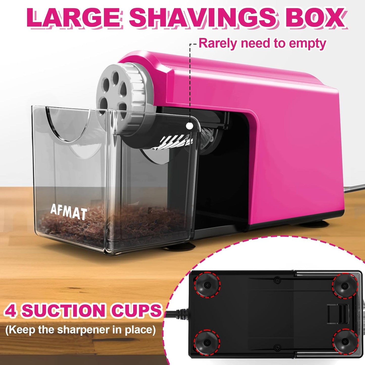 AFMAT Electric Pencil Sharpener Heavy Duty, 6-Hole Classroom Pencil Sharpener for 6-11mm Pencils
