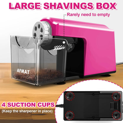 AFMAT Electric Pencil Sharpener Heavy Duty, 6-Hole Classroom Pencil Sharpener for 6-11mm Pencils