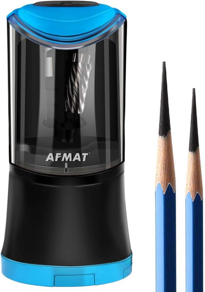 AFMAT Rechargeable Long Point Pencil Sharpener, 2 Holes, Fast Sharpen & Auto Stop, 8-17mm
