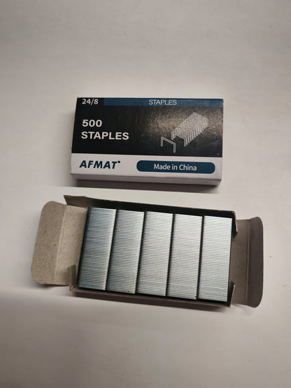 AFMAT 24/8 Staples for Stapler, 500PCS Staples, Sharp Chisel Point Staples for Smooth Stapling, Heavy Duty Metal Staples for Office Home School Desktop Staplers