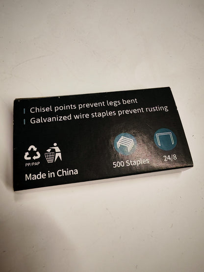 AFMAT 24/8 Staples for Stapler, 500PCS Staples, Sharp Chisel Point Staples for Smooth Stapling, Heavy Duty Metal Staples for Office Home School Desktop Staplers