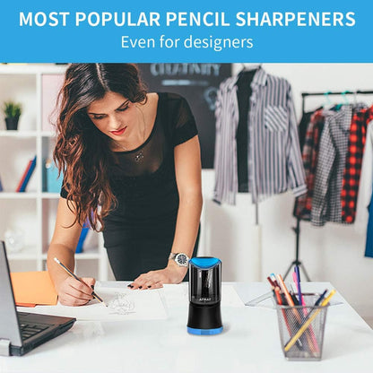 AFMAT Rechargeable Long Point Pencil Sharpener, 2 Holes, Fast Sharpen & Auto Stop, 8-17mm