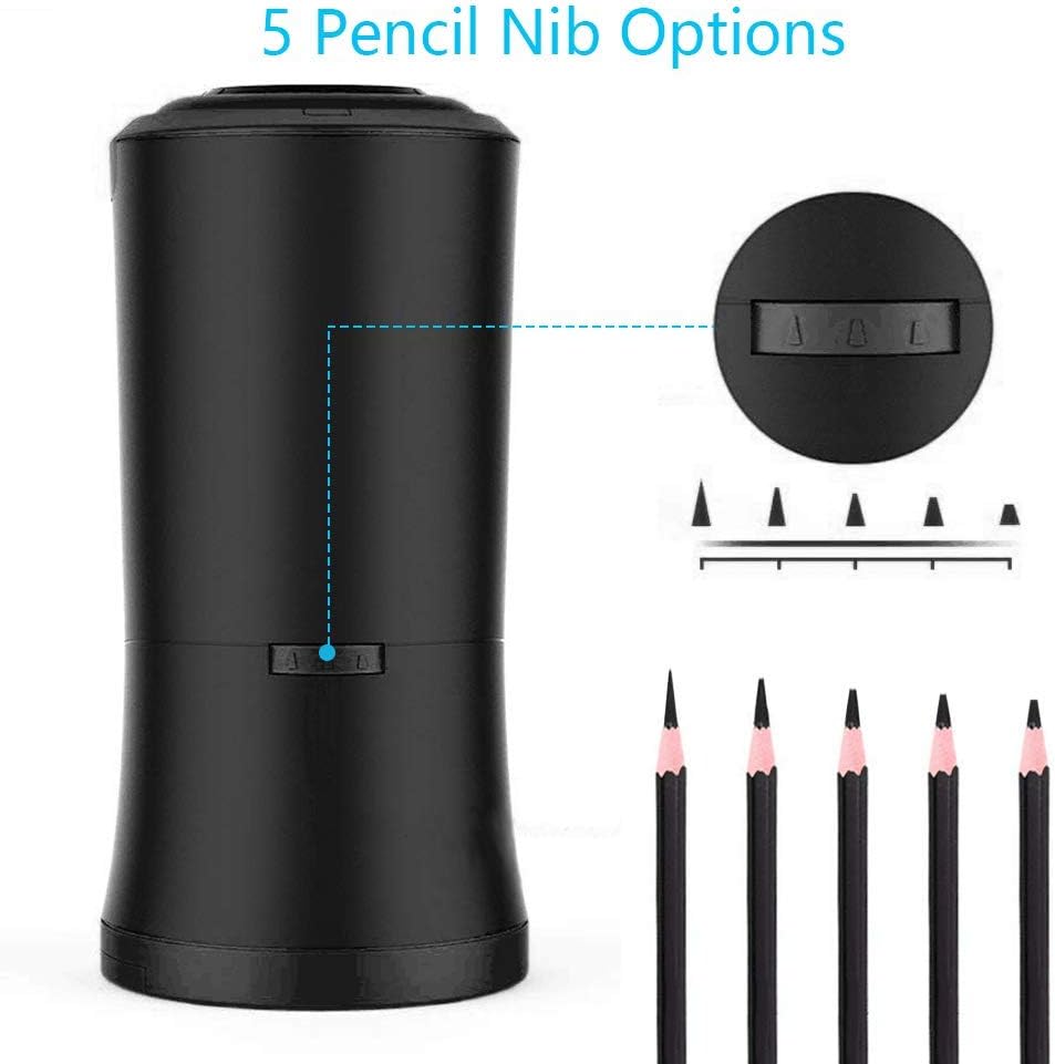 AFMAT Rechargeable Long Point Pencil Sharpener, 2 Holes, Fast Sharpen & Auto Stop, 8-17mm