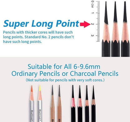 AFMAT Rechargeable Long Point Pencil Sharpener, 2 Holes, Fast Sharpen & Auto Stop, 8-17mm