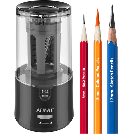 AFMAT Electric Long Point Pencil Sharpener for Artist, Auto Stop & Fast Sharpening, 8-17mm