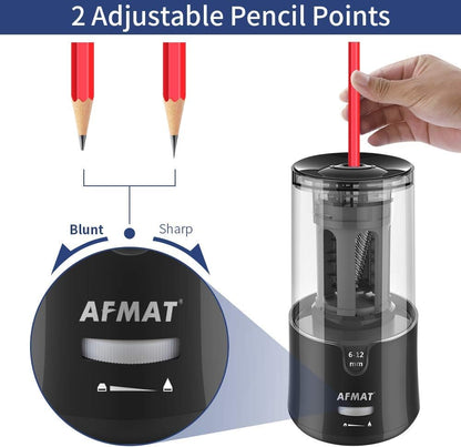 AFMAT Electric Pencil Sharpener - Auto Stop, Super Sharp & Fast, Plug in Pencil Sharpener for 6-12mm No.2/Colored Pencils