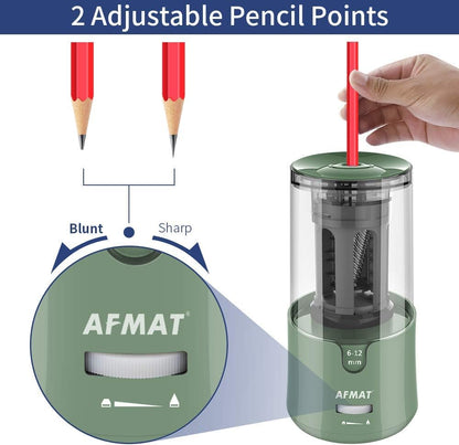 AFMAT Electric Pencil Sharpener - Auto Stop, Super Sharp & Fast, Plug in Pencil Sharpener for 6-12mm No.2/Colored Pencils