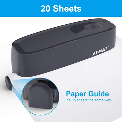 3 Hole Punch, AFMAT Electric Three Hole Punch Heavy Duty, 20-Sheet Punch Capacity