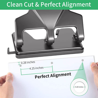 AFMAT 3 Hole Punch Heavy Duty, 40-Sheet Three Hole Punch, 50% Reduced Effort Metal Paper Puncher w/Large Chip Tray HP15