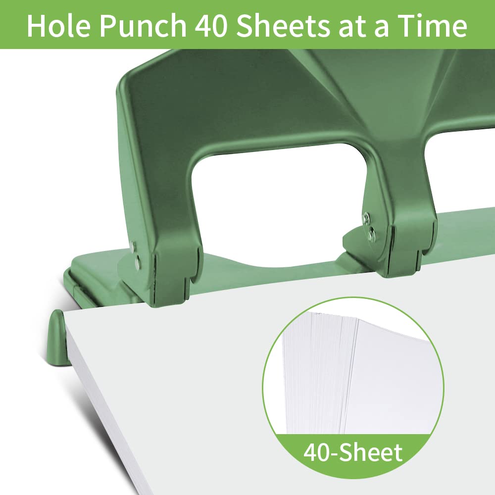 AFMAT 3 Hole Punch Heavy Duty, 40-Sheet Three Hole Punch, 50% Reduced Effort Metal Paper Puncher w/Large Chip Tray HP15