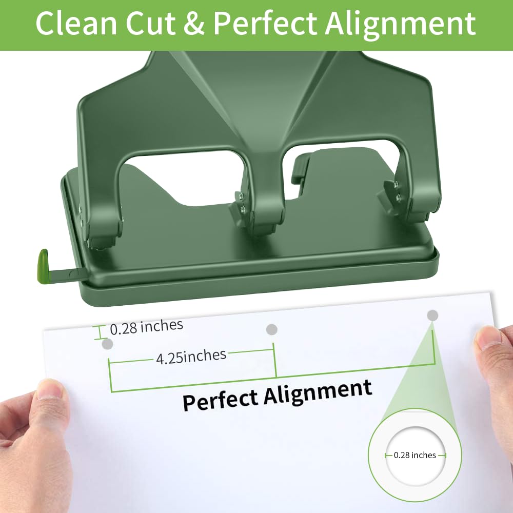 AFMAT 3 Hole Punch Heavy Duty, 40-Sheet Three Hole Punch, 50% Reduced Effort Metal Paper Puncher w/Large Chip Tray HP15