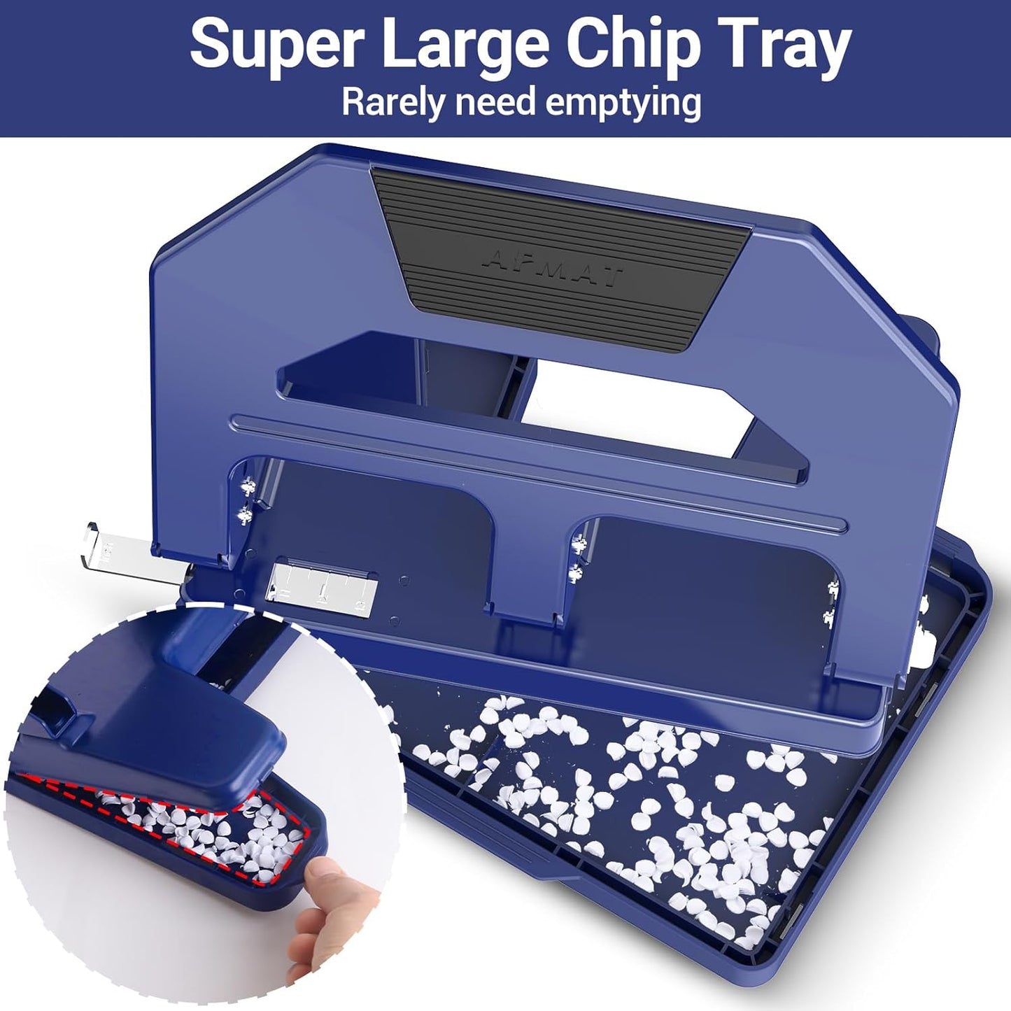 AFMAT 3 Hole Puncher Heavy Duty, 40-Sheet Heavy Duty Three Hole Punch, 50% Reduced Effort Paper Punch, 10000+ Punching Times HPX2BK