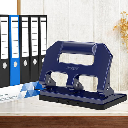 AFMAT 3 Hole Punch Heavy Duty, 3 Hole Puncher for Binder, 10000+ Punching Times, 40-Sheet Three Hole Punch