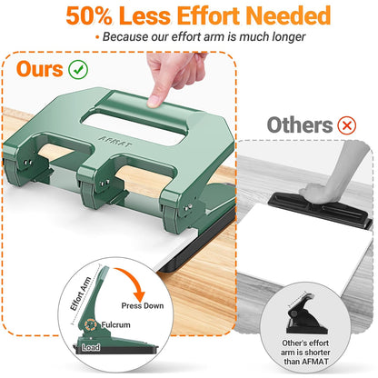 AFMAT 3 Hole Punch Heavy Duty, 3 Hole Puncher for Binder, 10000+ Punching Times, 40-Sheet Three Hole Punch