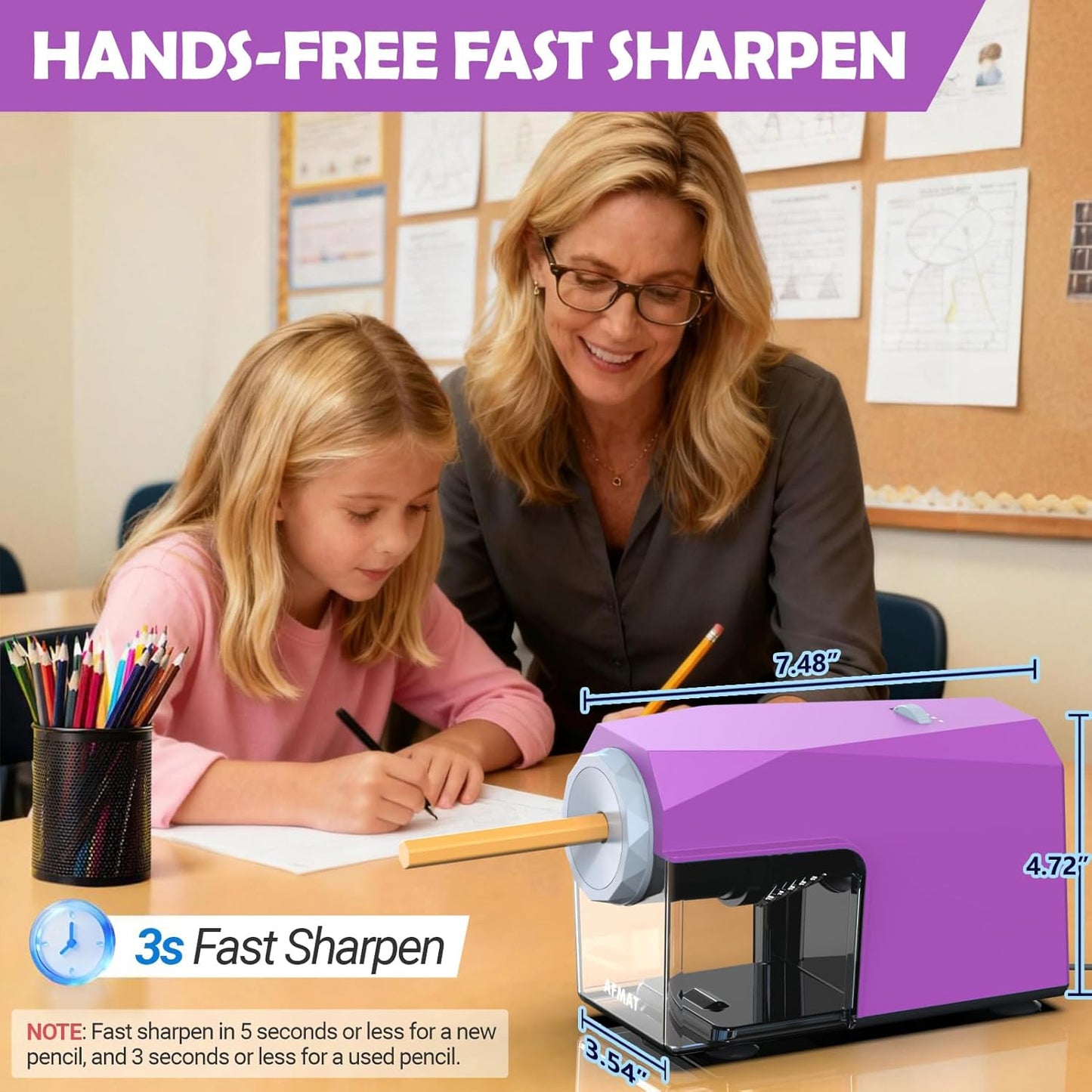 Newly Upgraded Fully Automatic Electric Pencil Sharpener,3X Longer Cutter Life,PSC4PR