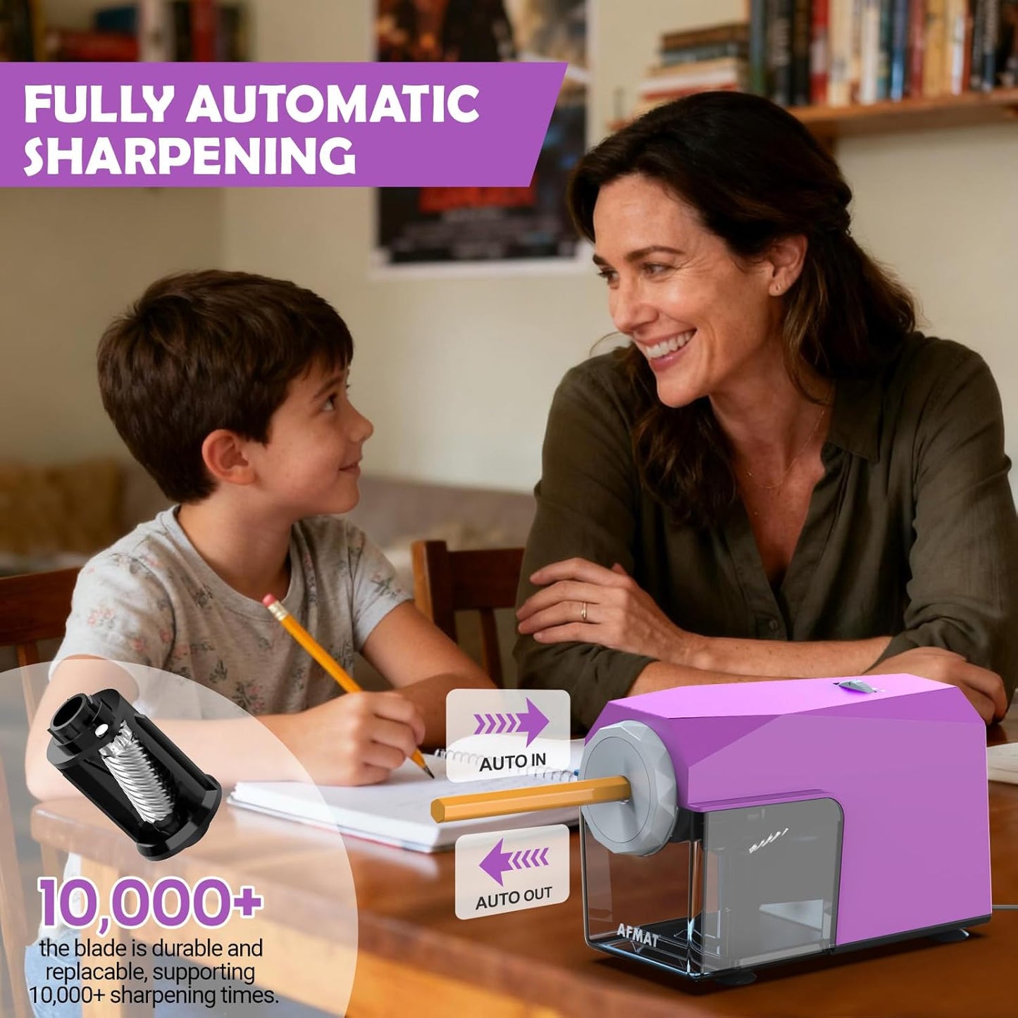 Newly Upgraded Fully Automatic Electric Pencil Sharpener,3X Longer Cutter Life,PSC4PR