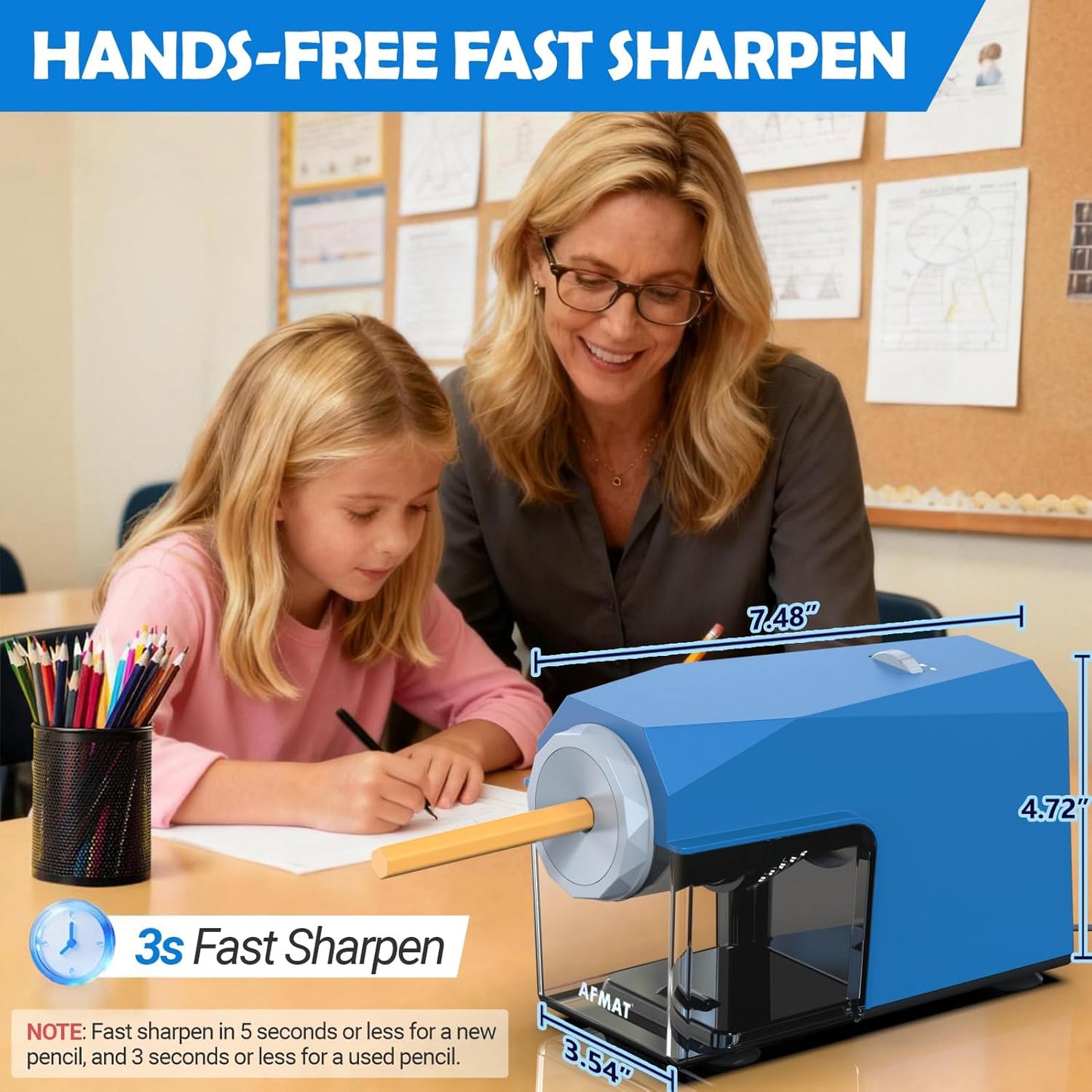 Newly Upgraded Fully Automatic Electric Pencil Sharpener,3X Longer Cutter Life,PSC4BS