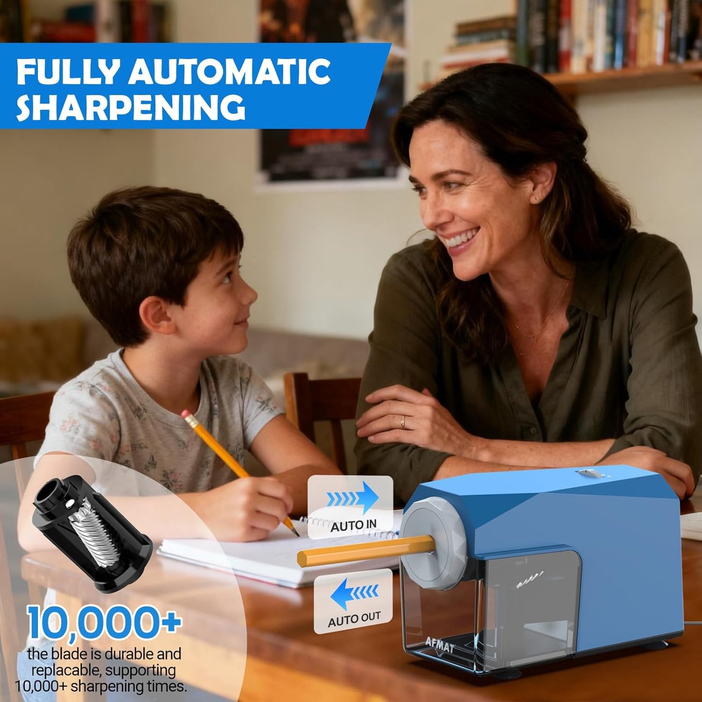 Newly Upgraded Fully Automatic Electric Pencil Sharpener,3X Longer Cutter Life,PSC4BS