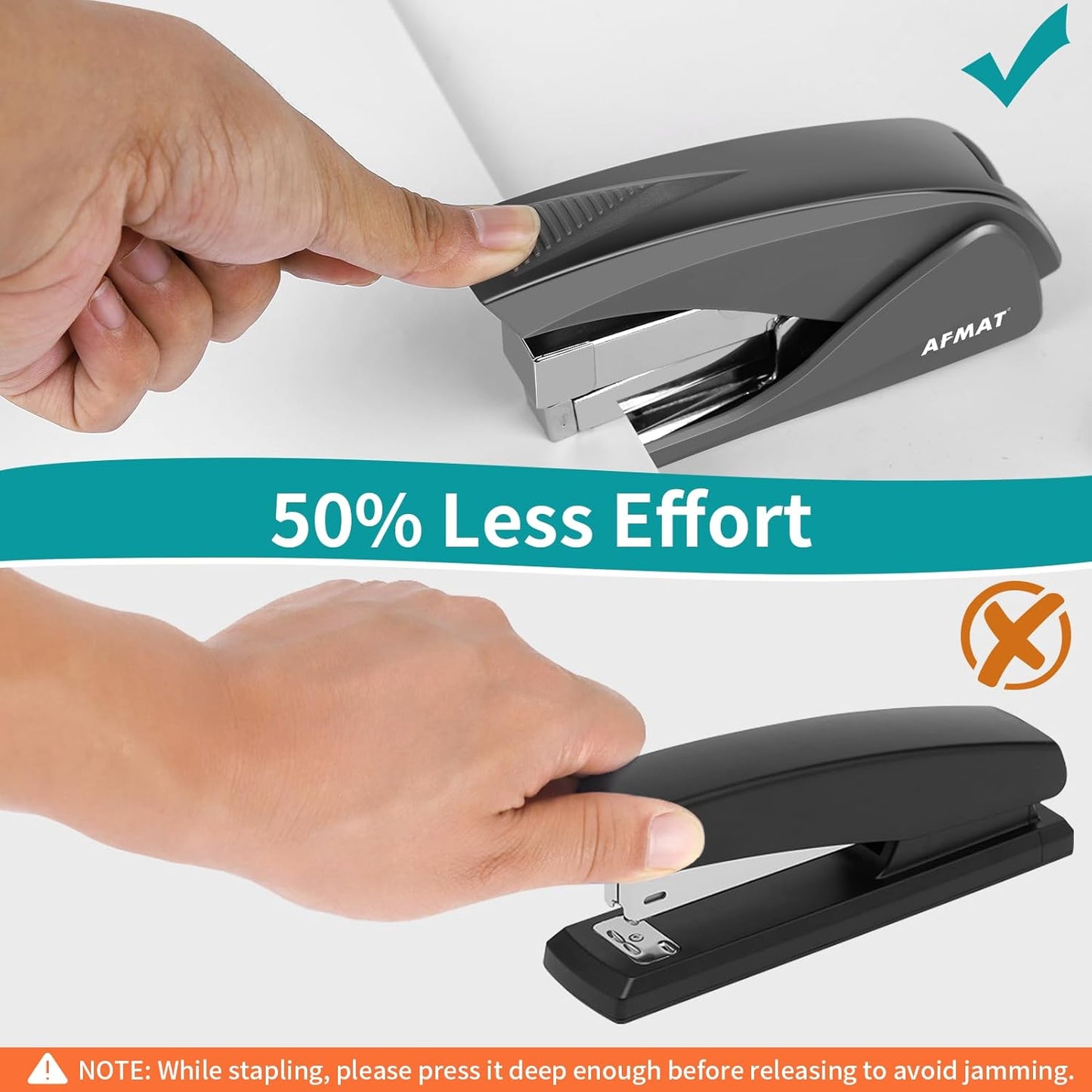 Stapler for Desk, 50 Sheet Effortless Stapler, Desktop Stapler Staple with One Finger, Portable Handheld Ergonomic Stapler Heavy Duty