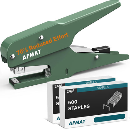 AFMAT Effortless Plier Stapler, Metal 50 Sheet Stapling Plier, with 1000 5/16" Staples