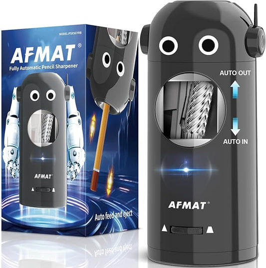 AFMAT Electric Pencil Sharpener, Robot Pencil Sharpener for Colored Pencils 7-11.5mm Model:PSX5GYRB(Gray)