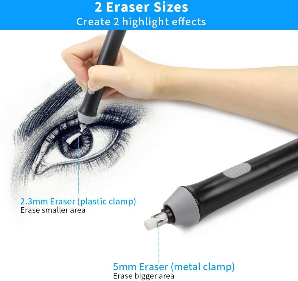 AFMAT Electric Eraser for Drawing, Battery Operated Eraser with 140 Refills, Electric Erasers Kit for Artist, Art Erasers for Painting, Sketching, Drafting, Detailer Tool for Crafting