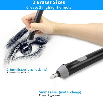 AFMAT Electric Eraser for Drawing, Battery Operated Eraser with 140 Refills, Electric Erasers Kit for Artist, Art Erasers for Painting, Sketching, Drafting, Detailer Tool for Crafting