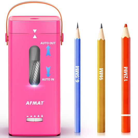 AFMAT PSC6 6.5-12mm Super Durable Fully Automatic Electric Pencil Sharpener,2x more durable blade,for Jumbo & Colored Pencils (6.5-12mm), PSC6RR