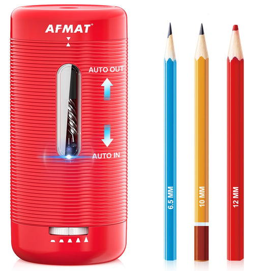 AFMAT PSC2 Electric Fully Automatic Pencil Sharpener, Auto in & Out, Rechargeable Hands-Free Sharpeners for Jumbo & Colored Pencils (6.5-12mm)