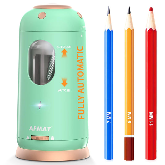 AFMAT PSC8 7-11.5mm Fully Automatic Rechargeable Electric Pencil Sharpener for Jumbo & Colored Pencils (7-11.5mm),PSC8GN